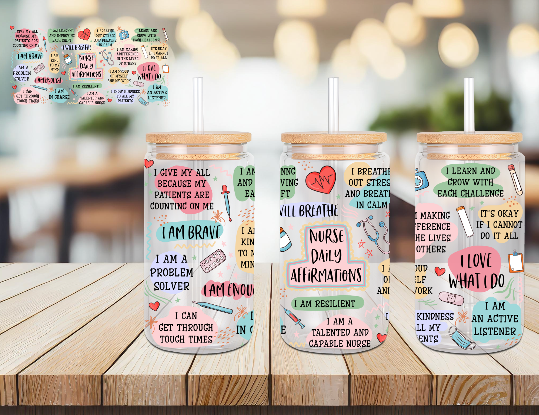 Nurse Affirmations 16oz glass cup