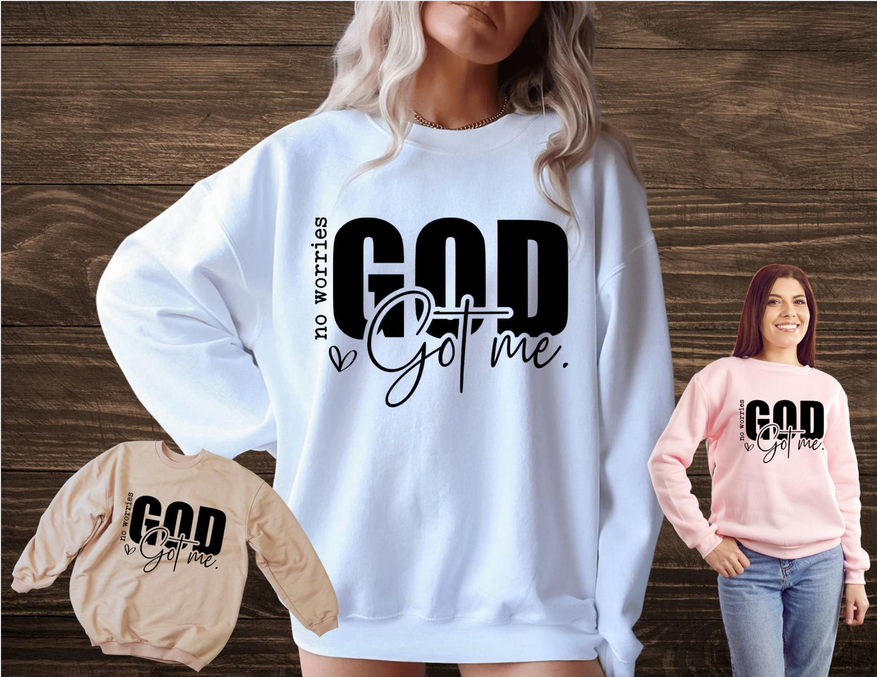 No Worries God's Got Me Crewneck Sweater