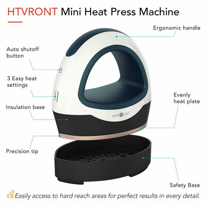 HTVRONT Portable MINI Heat Press Machine T-shirts Printing DIY Easy Heating Transfer Iron On HTV for Clothes Bags Hats Pads