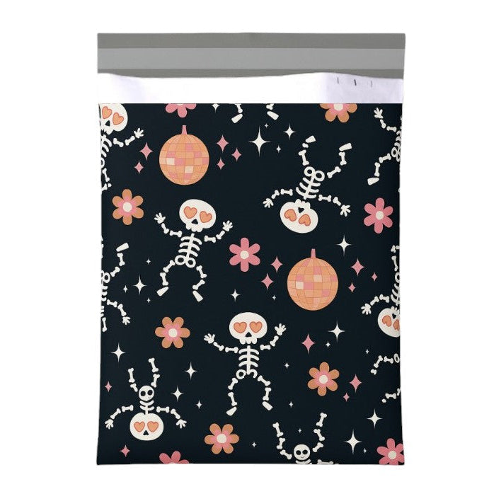 Skeleton Disco Ball Poly Mailers Size 14x17 Halloween Shipping Bags