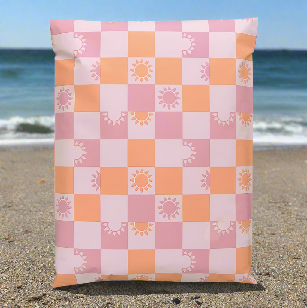 Sunny Check Sunshine Poly Mailers Size 10x13 Summer Shipping Bags