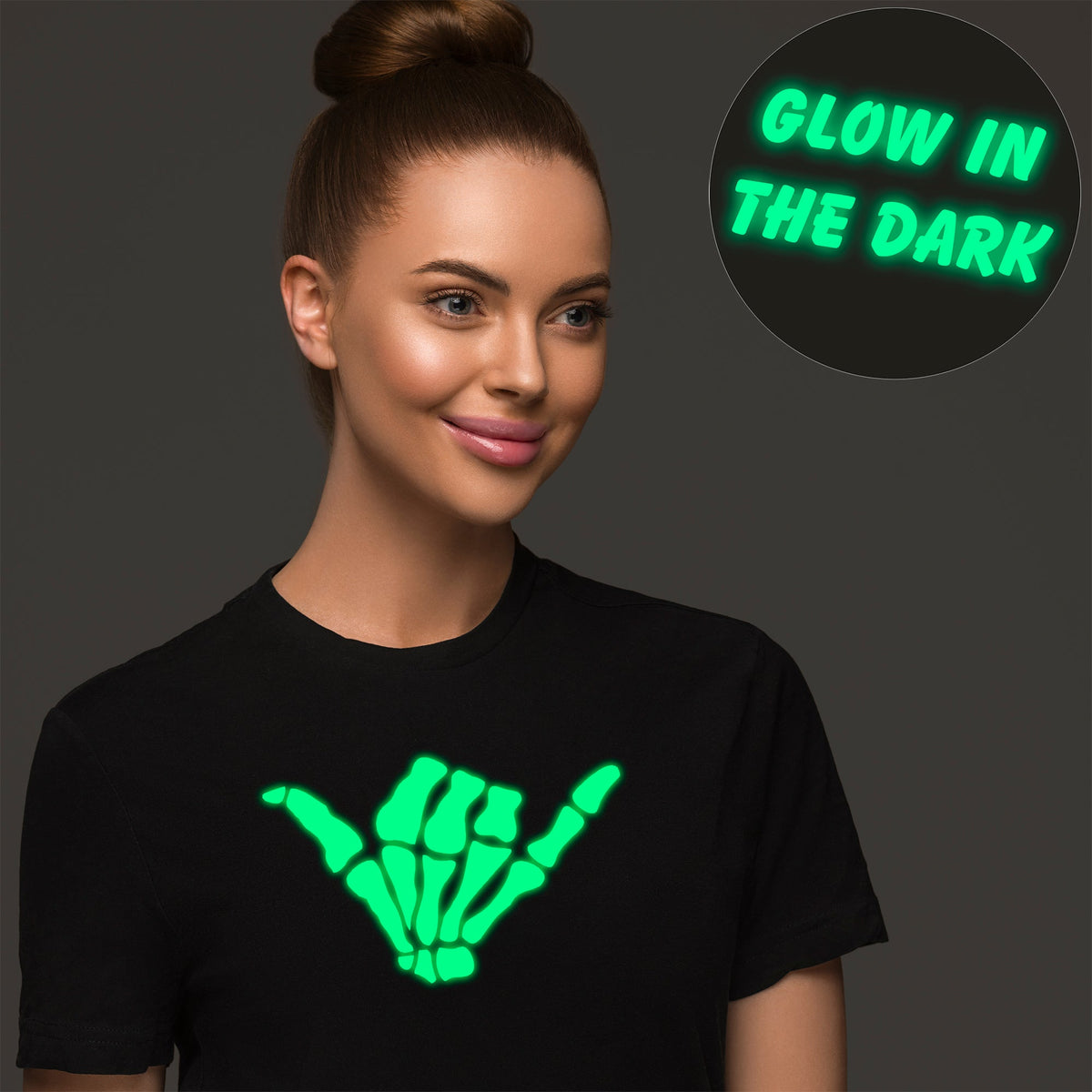 Glow in the Dark Shaka Skelelton Hand Tee Shirt