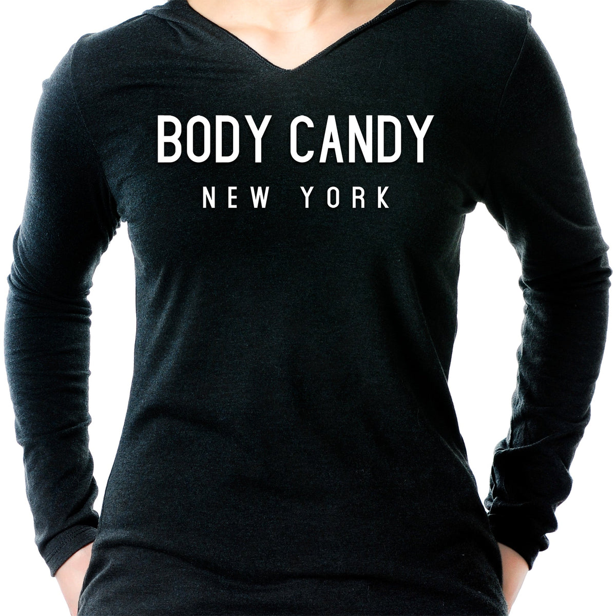 I hate everyone Navy Tapered V-Neck Tee Shirt