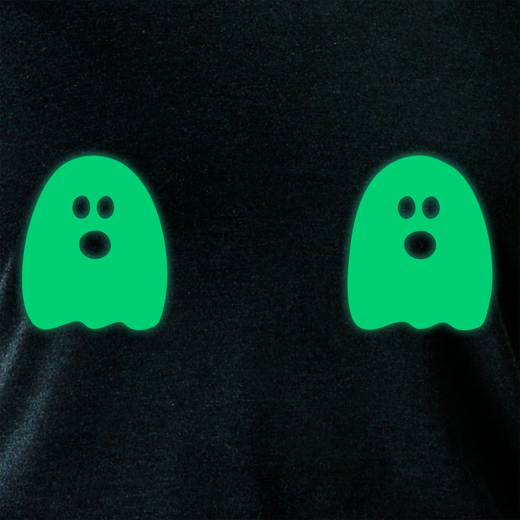 Halloween Glow in the Dark Ghost Boobies Tee Tapered Long Sleeve Hoodie
