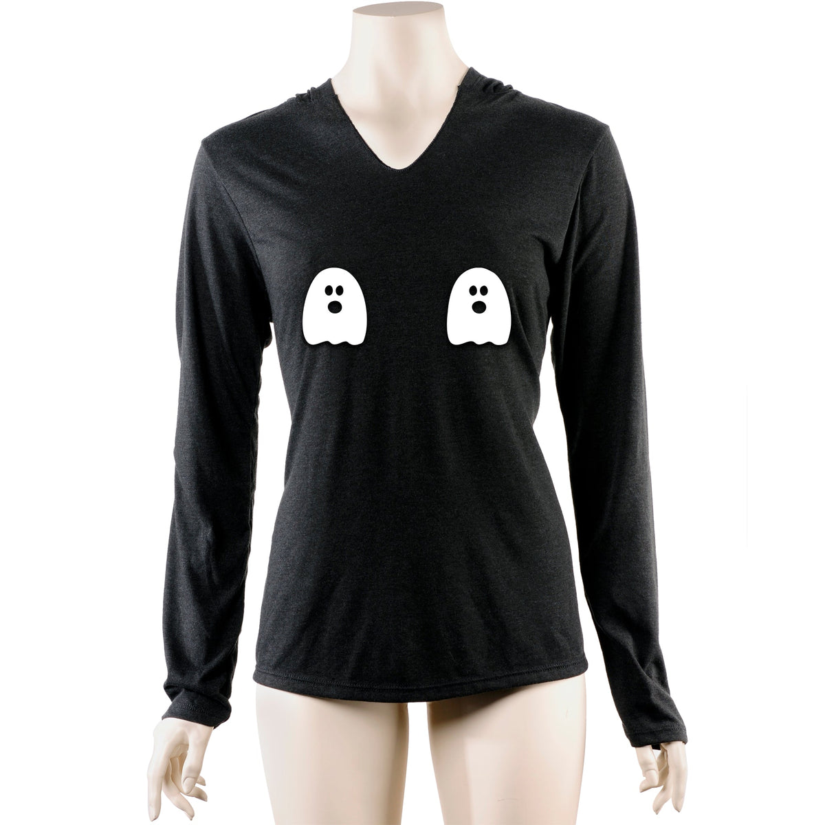 Halloween Glow in the Dark Ghost Boobies Tee Tapered Long Sleeve Hoodie
