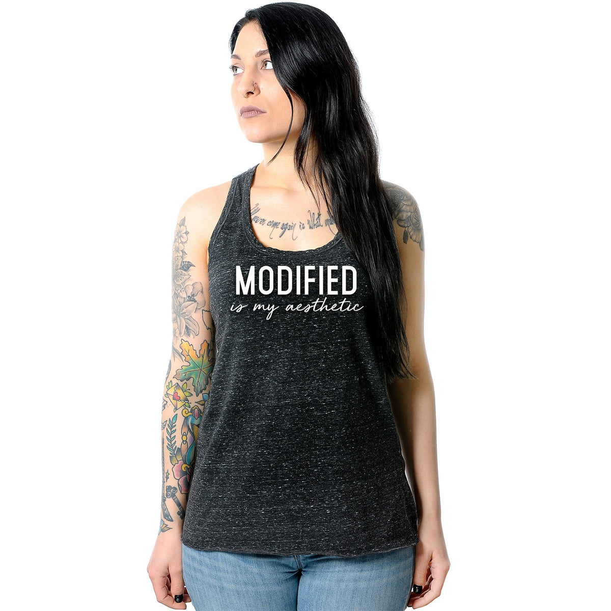 Modified is my Aesthetic Black Gray Cosmic Twist Back Tank Top