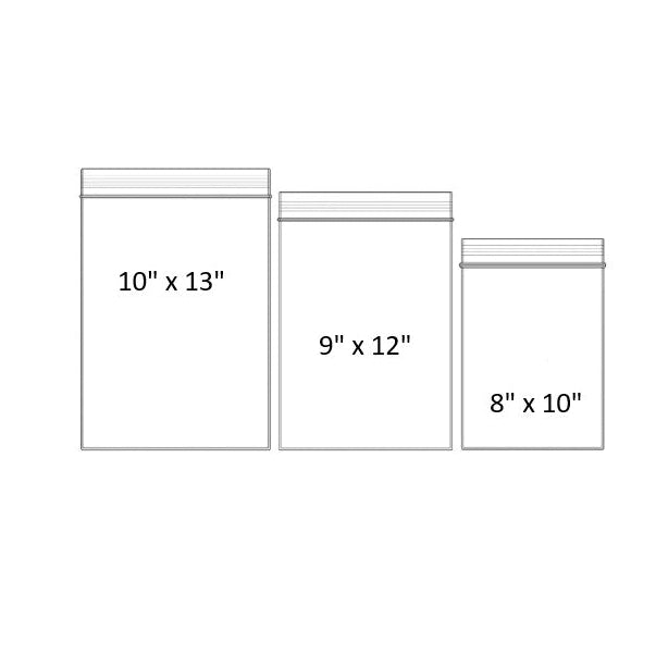 Clear Zip Top Seal Lock Bags Packaging Supplies 100 Pack - 10x13, 9x12, 8x10, 6x10