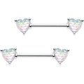5/8 Iridescent White Mermaid Scale Heart Barbell Nipple Ring Set