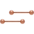 Rose Gold Color PVD Sandblasted Barbell Nipple Ring Set