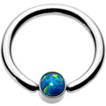 16G 5/16 Green Faux Opal 3mm Disc BCR Captive Ring