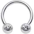 14G 1/2 Clear Gem Horseshoe Circular Barbell