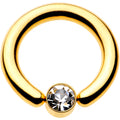 8G 1/2 Clear Gem 5mm Disc Gold IP BCR Captive Ring