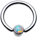 14G 3/8 White Faux Opal 4mm Disc BCR Captive Ring