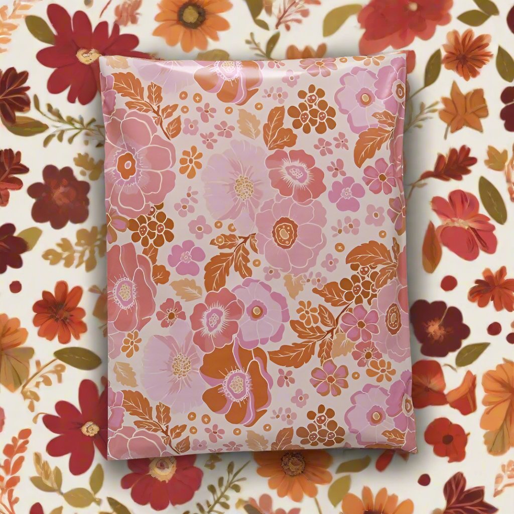 Fall Flowers Poly Mailers Size 10x13 Autumn Floral Shipping Bags