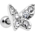 16G Clear Gem Silver Tone Butterfly Tragus Cartilage Earring