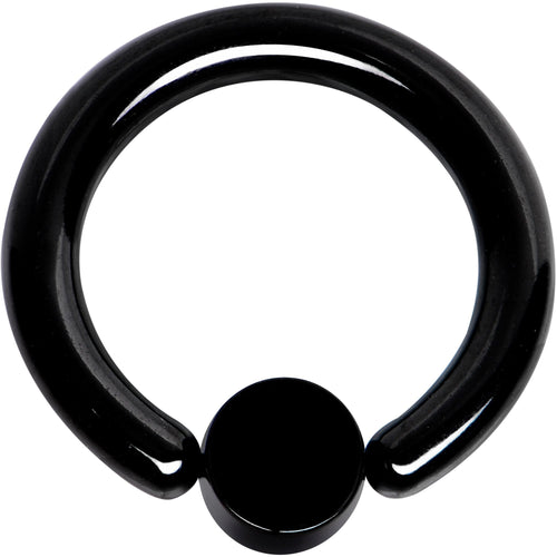 10G 1/2 Clear Gem 5mm Disc Black BCR Captive Ring
