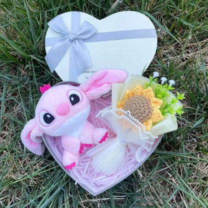 Kawaii Stitch Plush Gift Box – Heart Shaped with Roses, Valentine’s Day Gift Set