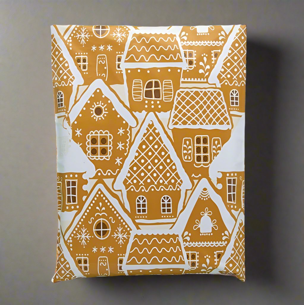 Gingerbread Poly Mailers Size 10x13 Christmas Shipping Bags