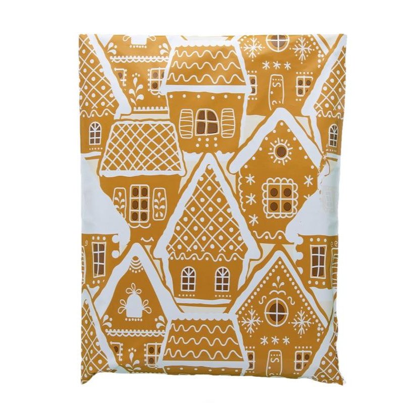 Gingerbread Poly Mailers Size 10x13 Christmas Shipping Bags