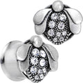 9/16 Clear Gem Steel Allow Me Ladybug Double Flare Tunnel Plug Set