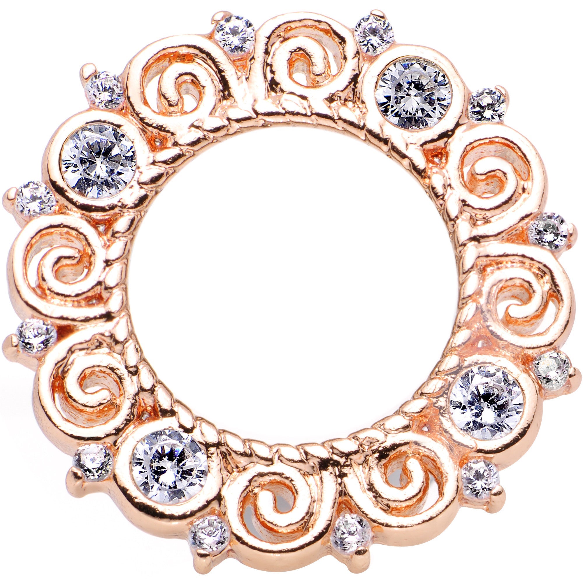 0G Clear Gem Flowering Frame Screw Fit Tunnel Plug Set