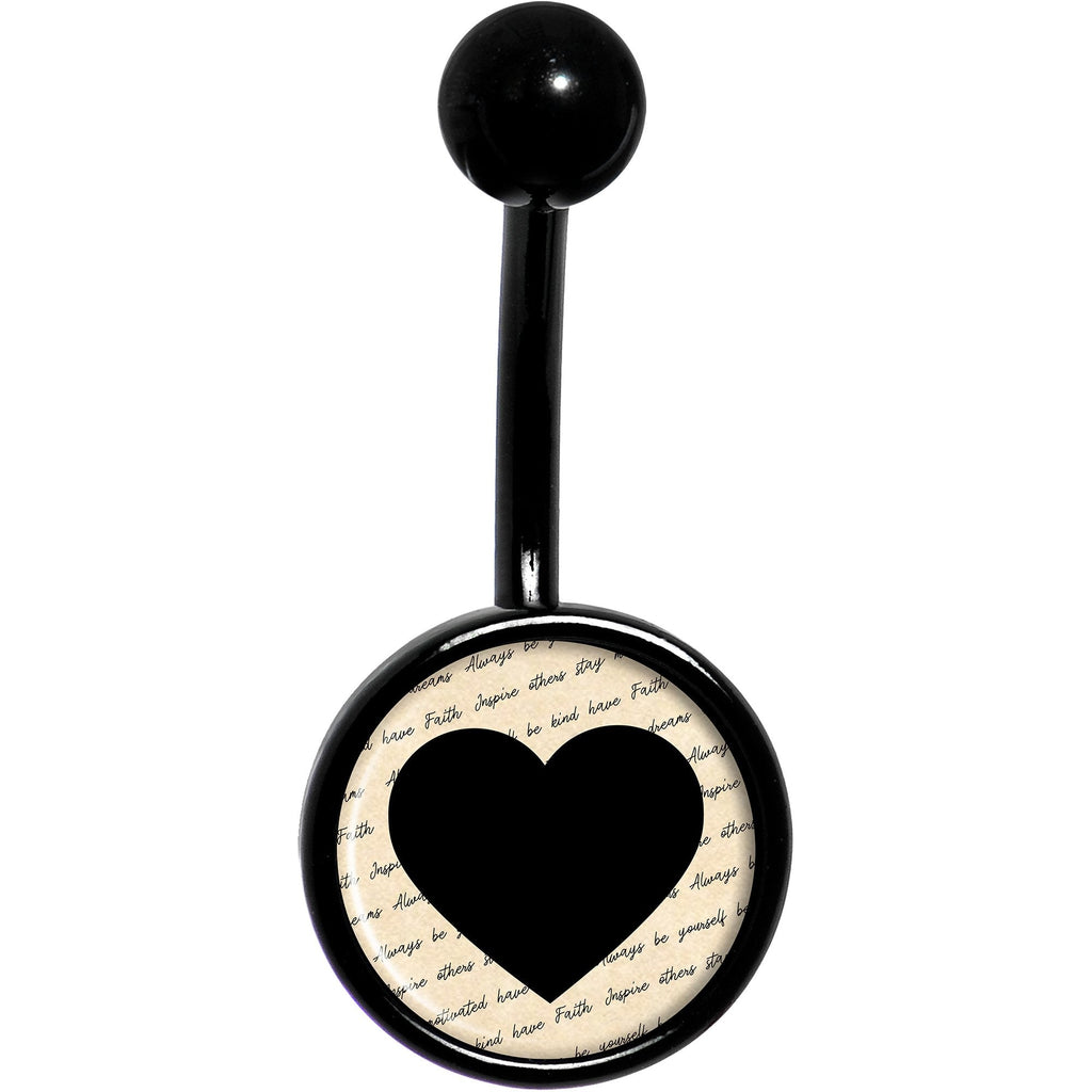 Love Letter Black Heart Black Belly Ring