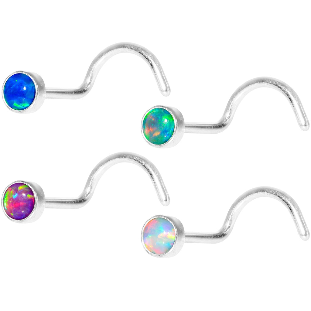 Multi Color 3mm Synthetic Opal Press Fit Nose Screw 4 Pack Set