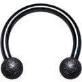18G 5/16 Black Color PVD Textured Horseshoe Circular Barbell
