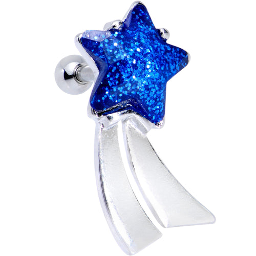 1/4 Blue Gem Star Comet Tragus Cartilage Earring