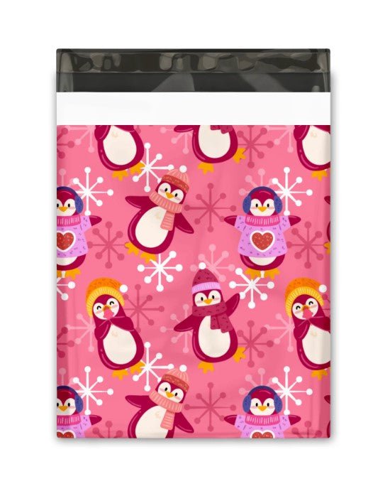 Penguin Winter Poly Mailers Size 10x13 Colorful Shipping Bags