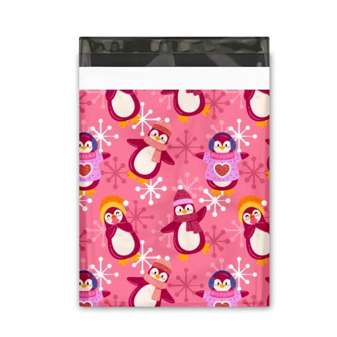 Penguin Winter Poly Mailers Size 10x13 Colorful Shipping Bags
