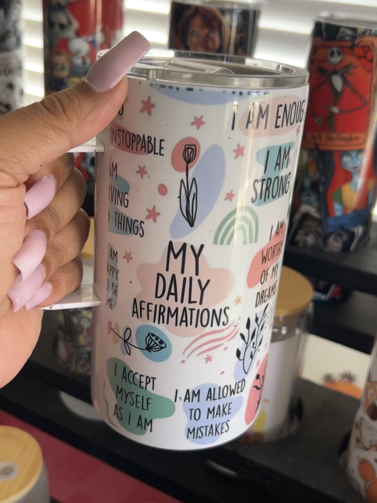 Daily affirmations 20oz insulated stainless steel travel mug