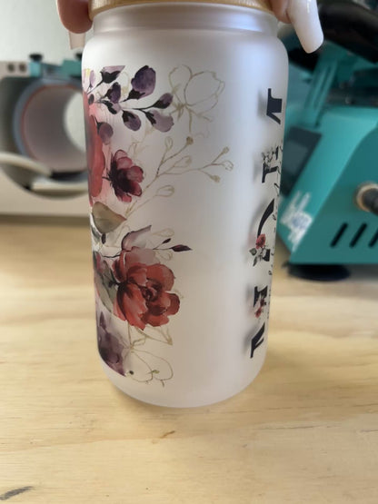 Mom floral 16oz glass cup