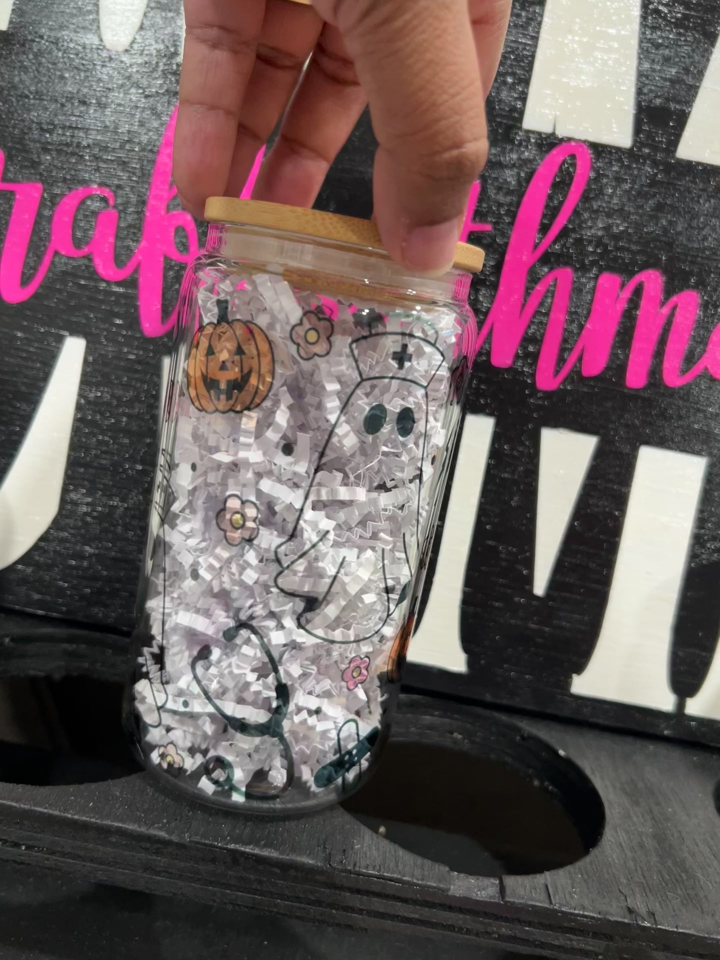 Spooky Nurse 16oz Glass cup