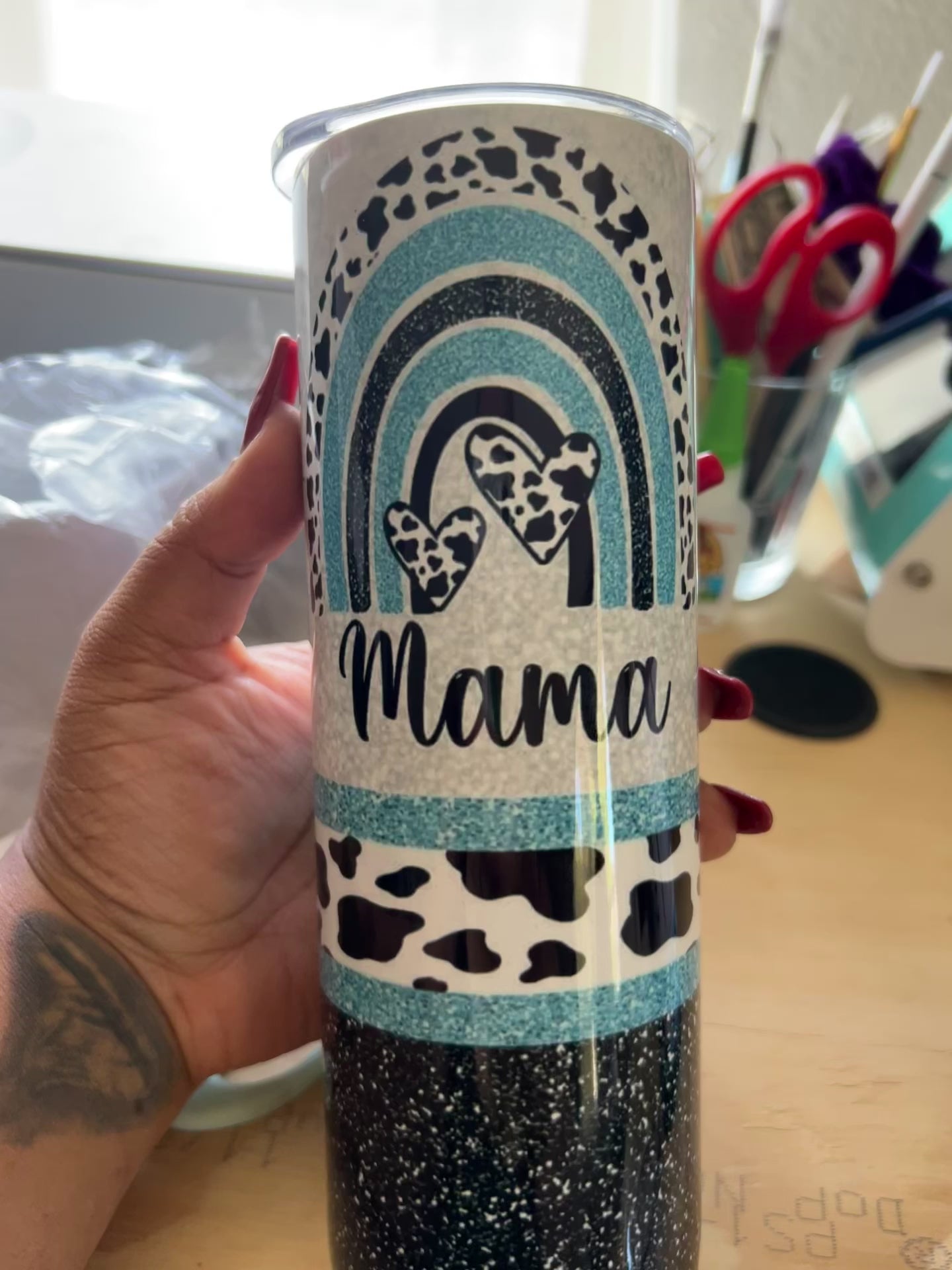Mama and Mini Cow print Rainbow Tumbler set