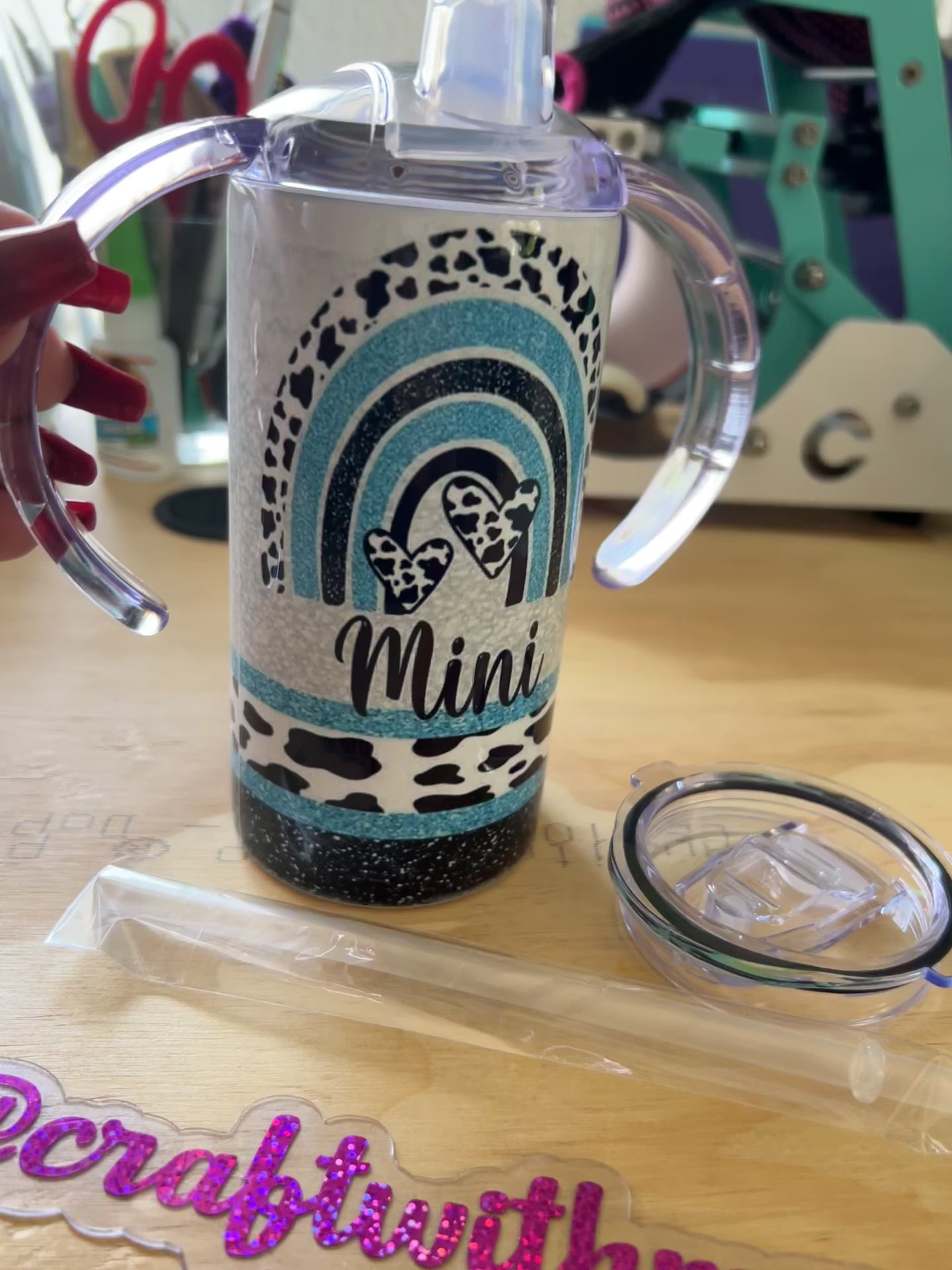 Mama and Mini Cow print Rainbow Tumbler set