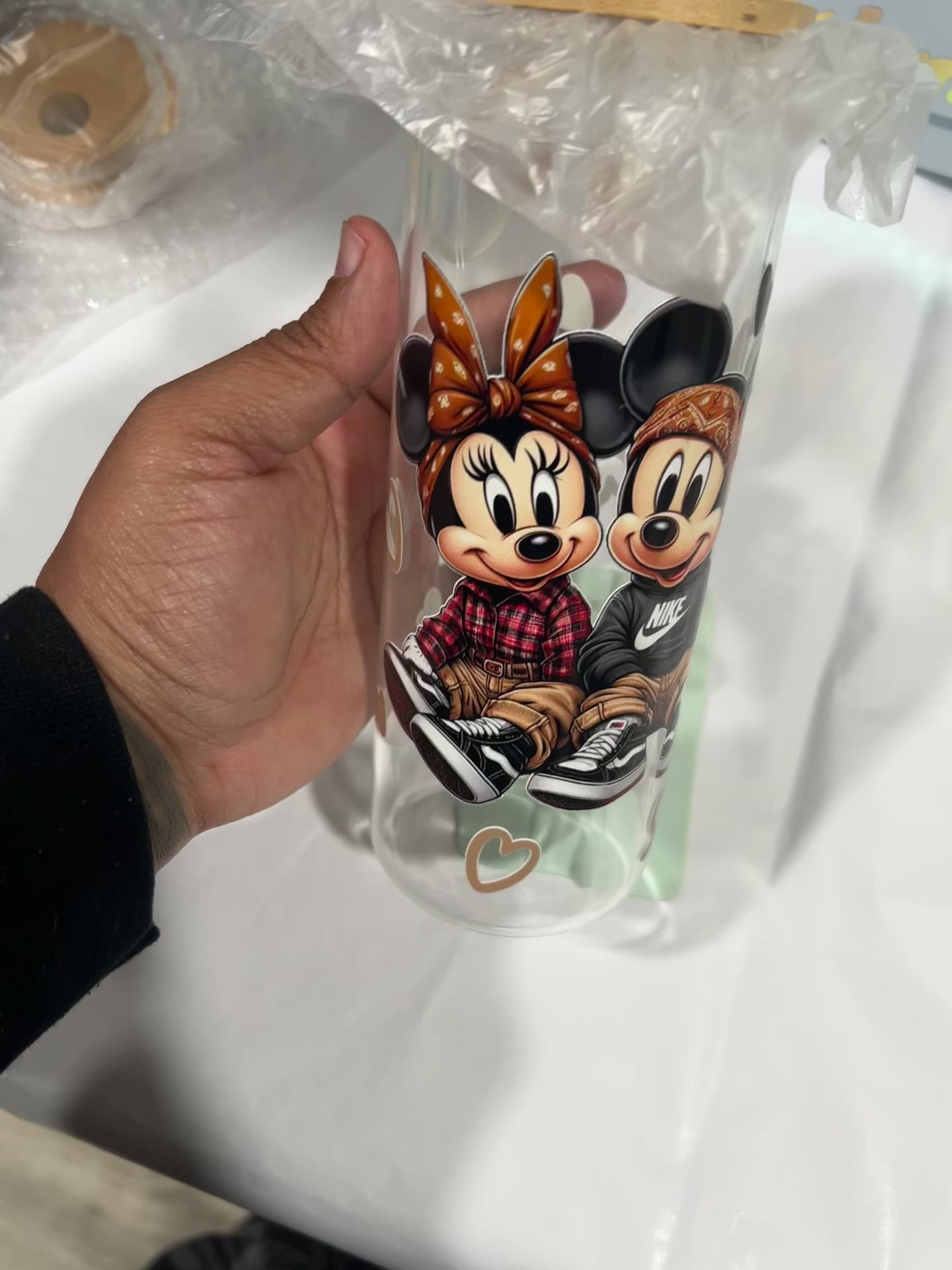 Old School Mouse Love Glass Cups