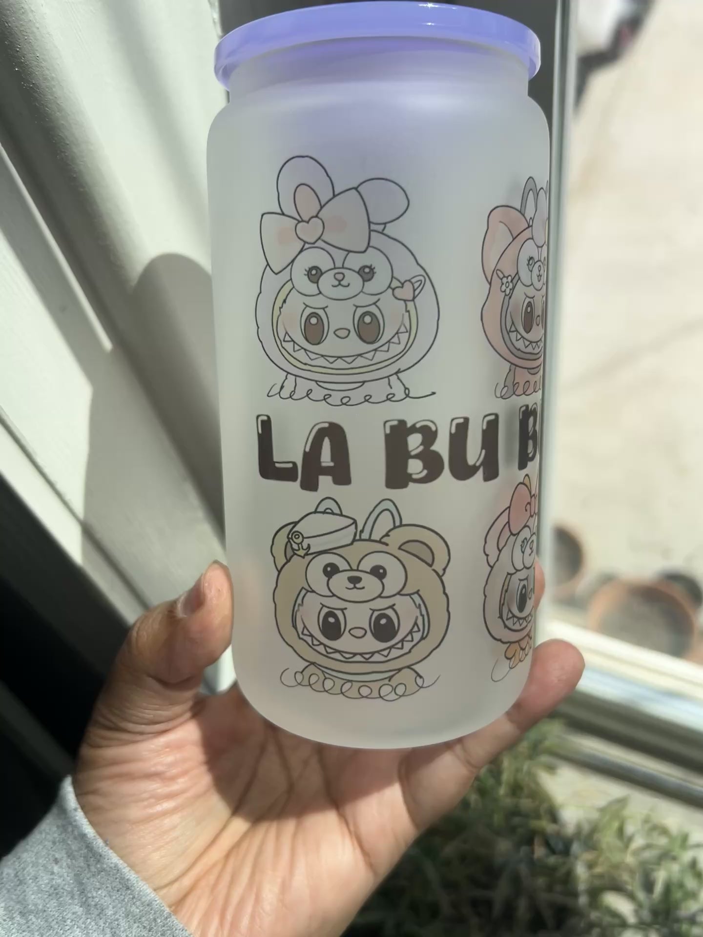 LaBu 16oz frosted Glass cup