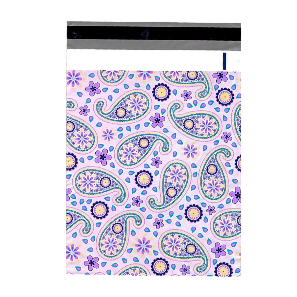 Purple Paisley Poly Mailers Size 10x13 Colorful Shipping Bags