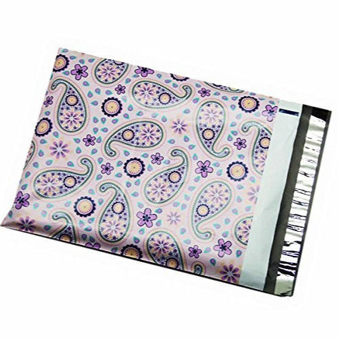 Purple Paisley Poly Mailers Size 10x13 Colorful Shipping Bags