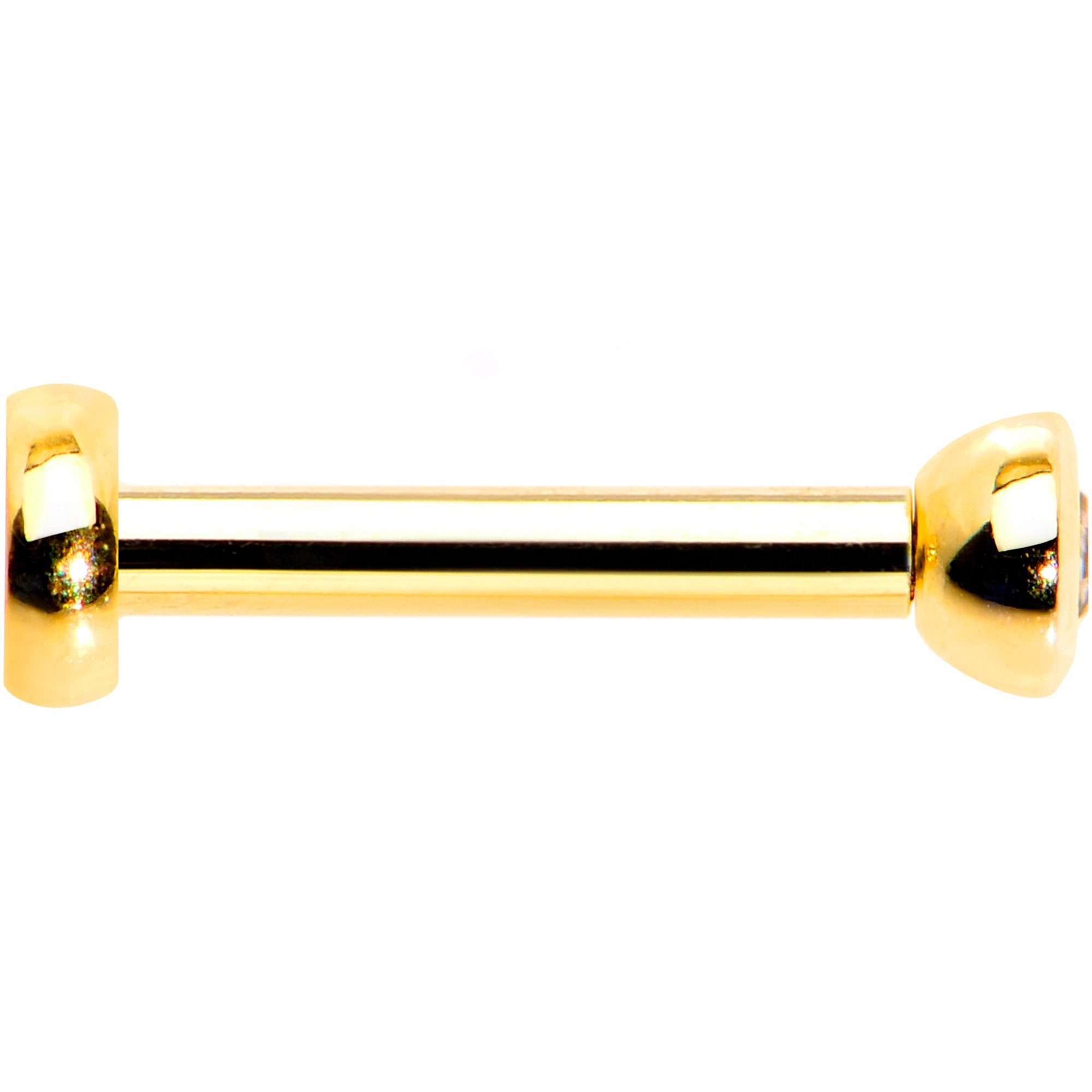 Clear 2mm Gem Gold Tone Internally Threaded Cartilage Earring