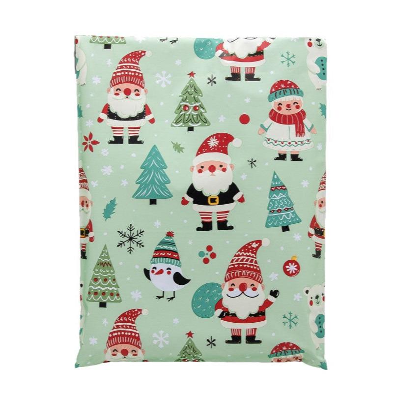 Santa Poly Mailers Size 10x13 Woodland Christmas Shipping Bags