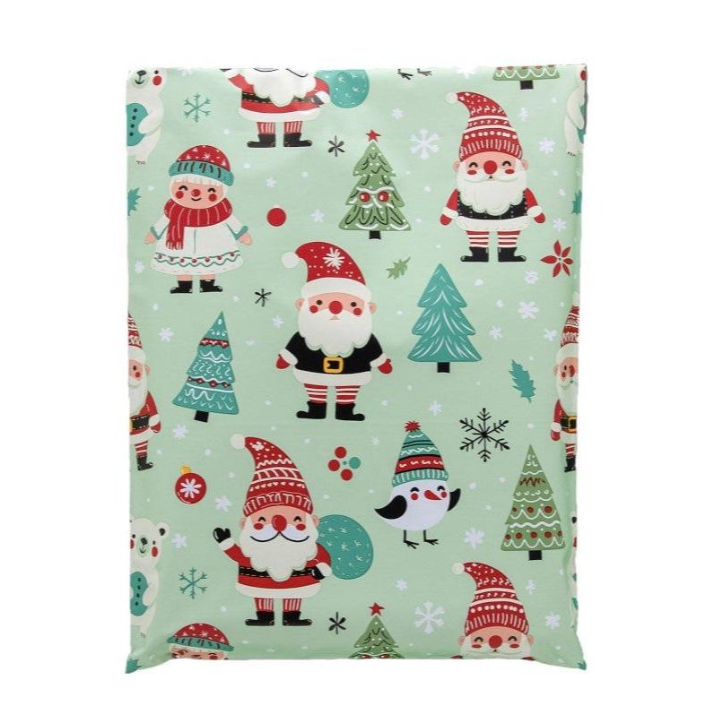 Santa Poly Mailers Size 10x13 Woodland Christmas Shipping Bags