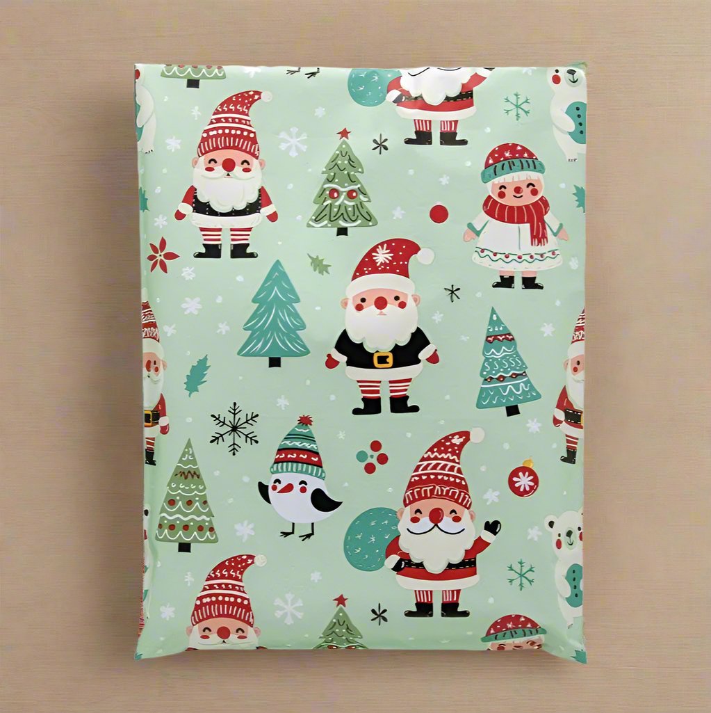Santa Poly Mailers Size 10x13 Woodland Christmas Shipping Bags