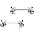 9/16 Clear Gem I Heart Dolphins Barbell Nipple Ring Set
