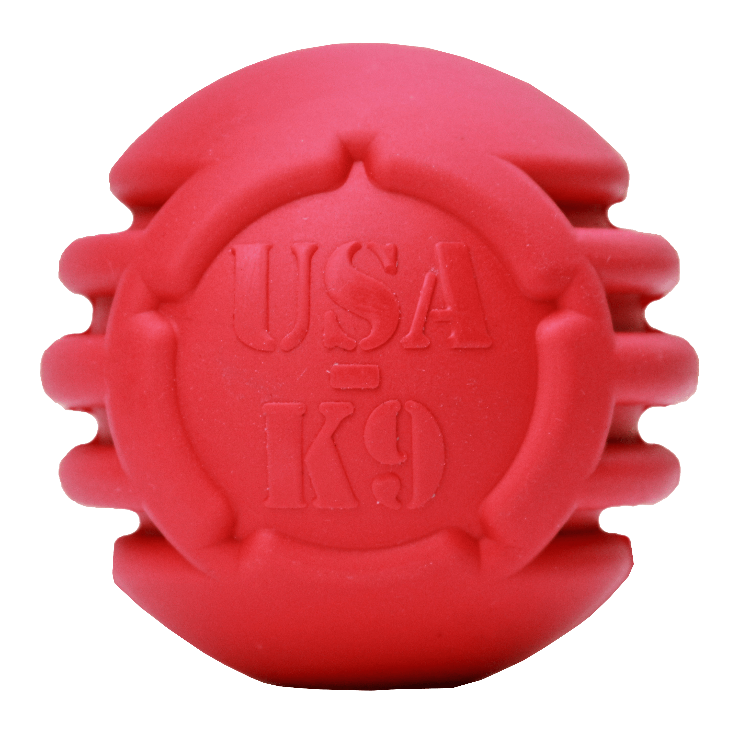 USA-K9 Stars and Stripes Rubber Dog Toy | K9 Handler Reward Toy | Red | USA Made