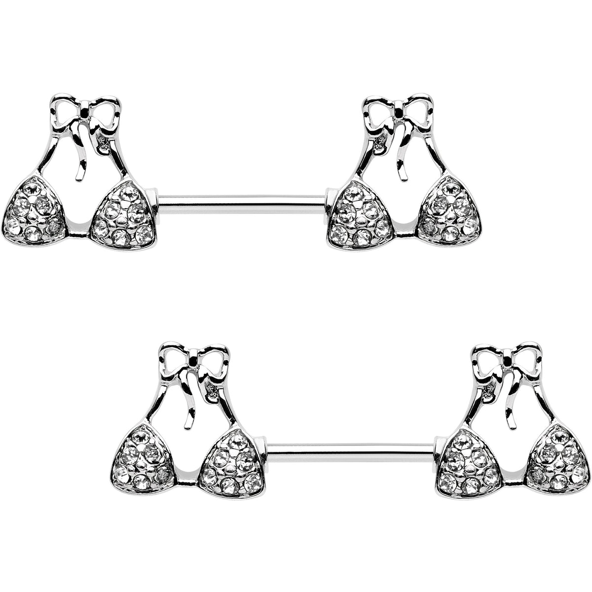 Clear Gem Summer Swimsuit Nipple Barbell Ring Set