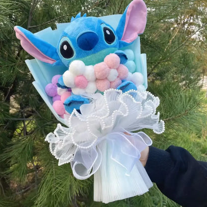 Kawaii Stitch Plush Bouquet – Crochet Flowers Graduation & Valentine Gift