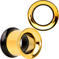 Gold PVD Black Two Tone Screw Fit Tunnel Plug Set 3mm to 16mm