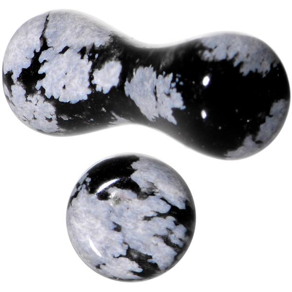 8G Obsidian Snowflake Natural Stone Saddle Plug Set